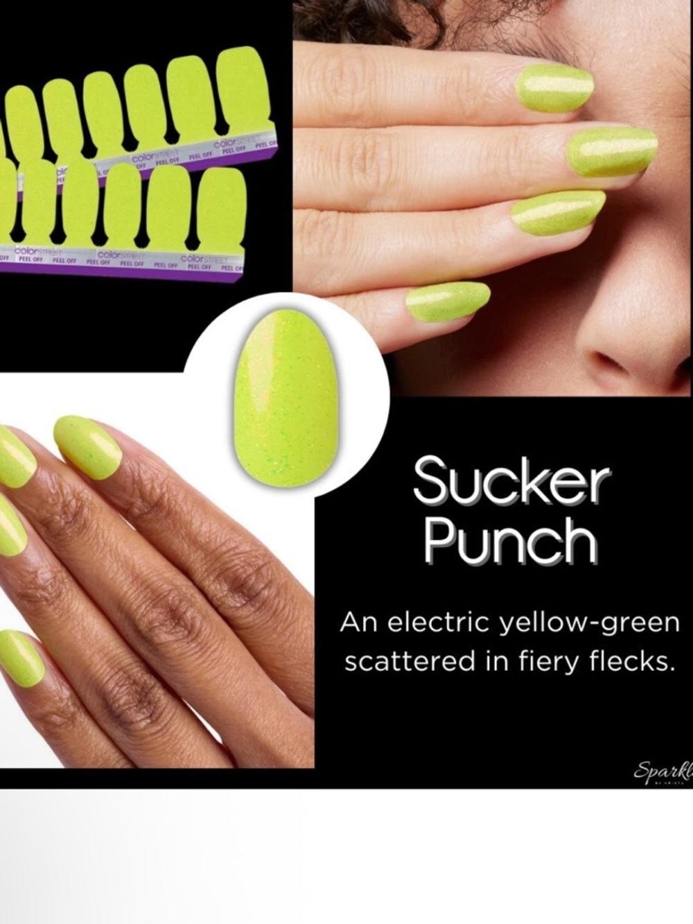 Color Street Sucker Punch FMG355 real nail polish strips 16pcs yellowish green